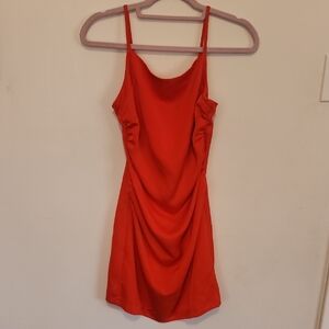 glam Red Cowl Mini Slip Dress
